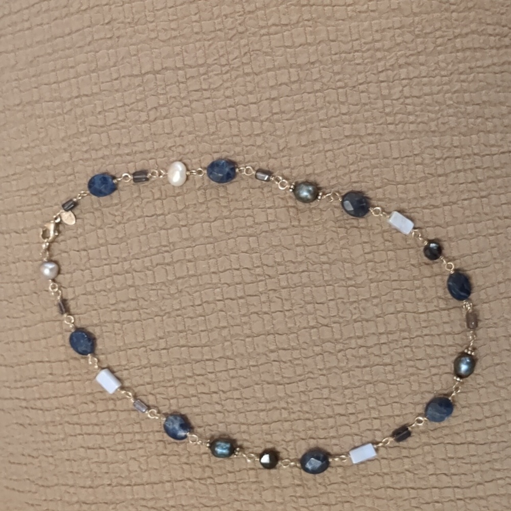 Silpada N1308  Sterling Silver Blue Sodalite and Pearl Necklace